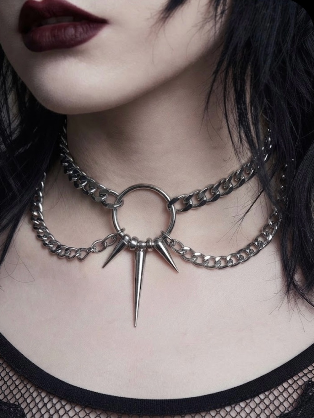 Hand Crafted Spike Chain Choker Necklace